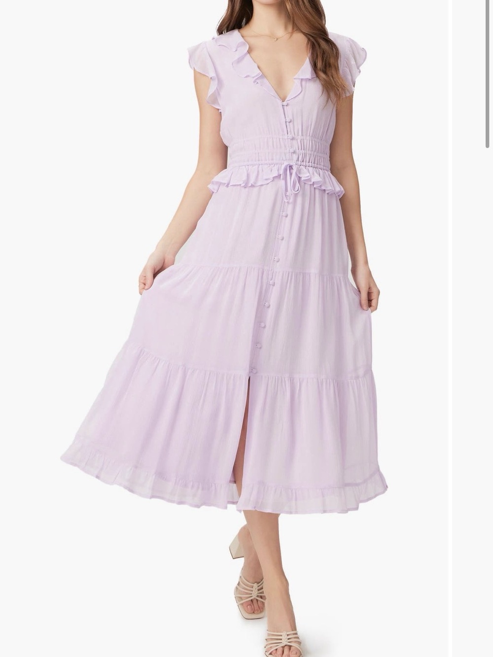 PAIGE Paradis Silk Midi Dress in Bright Flower Size 4 - Picture 7 of 7